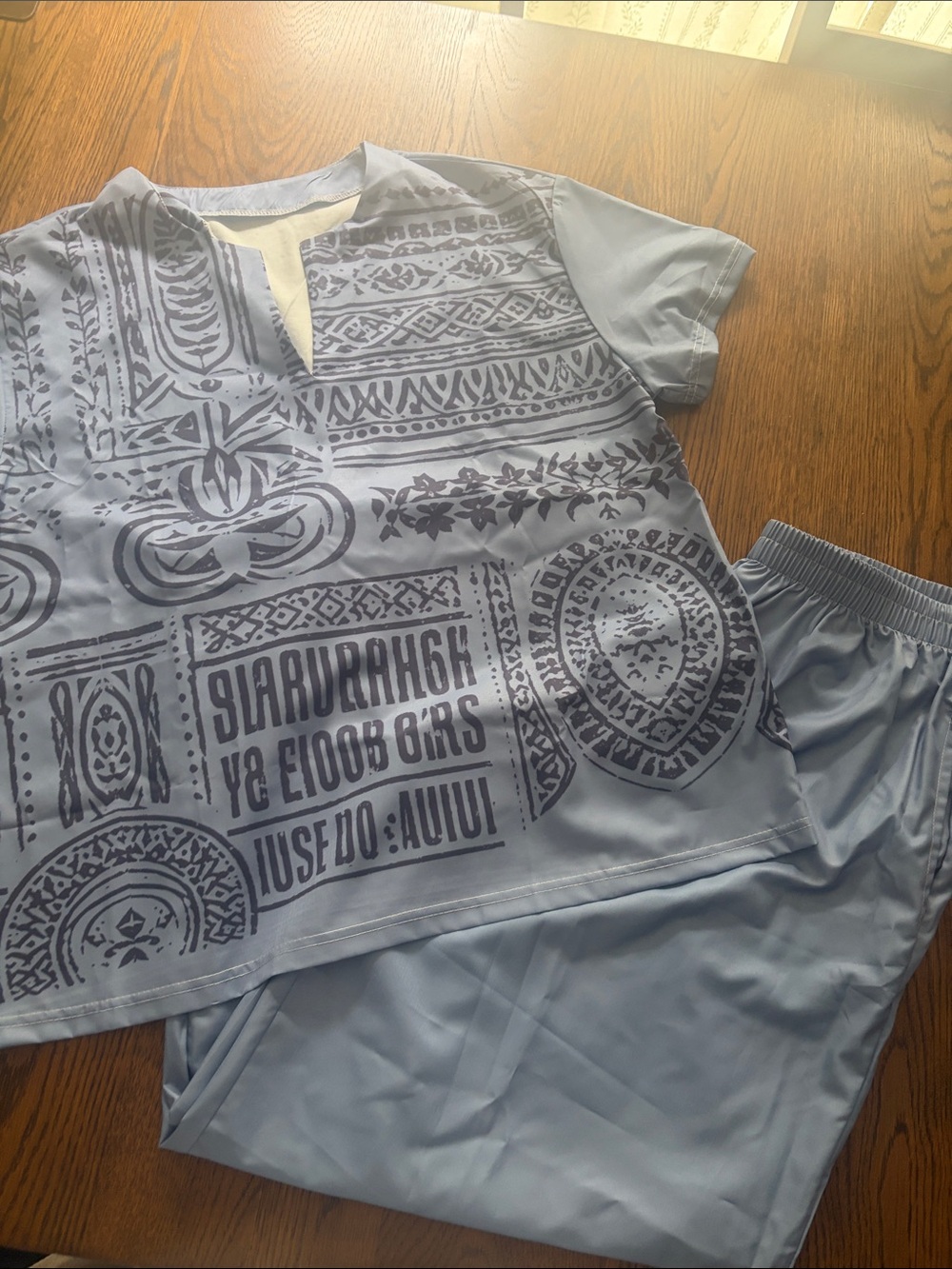 Women’s Light Blue Set with Graphic Print
